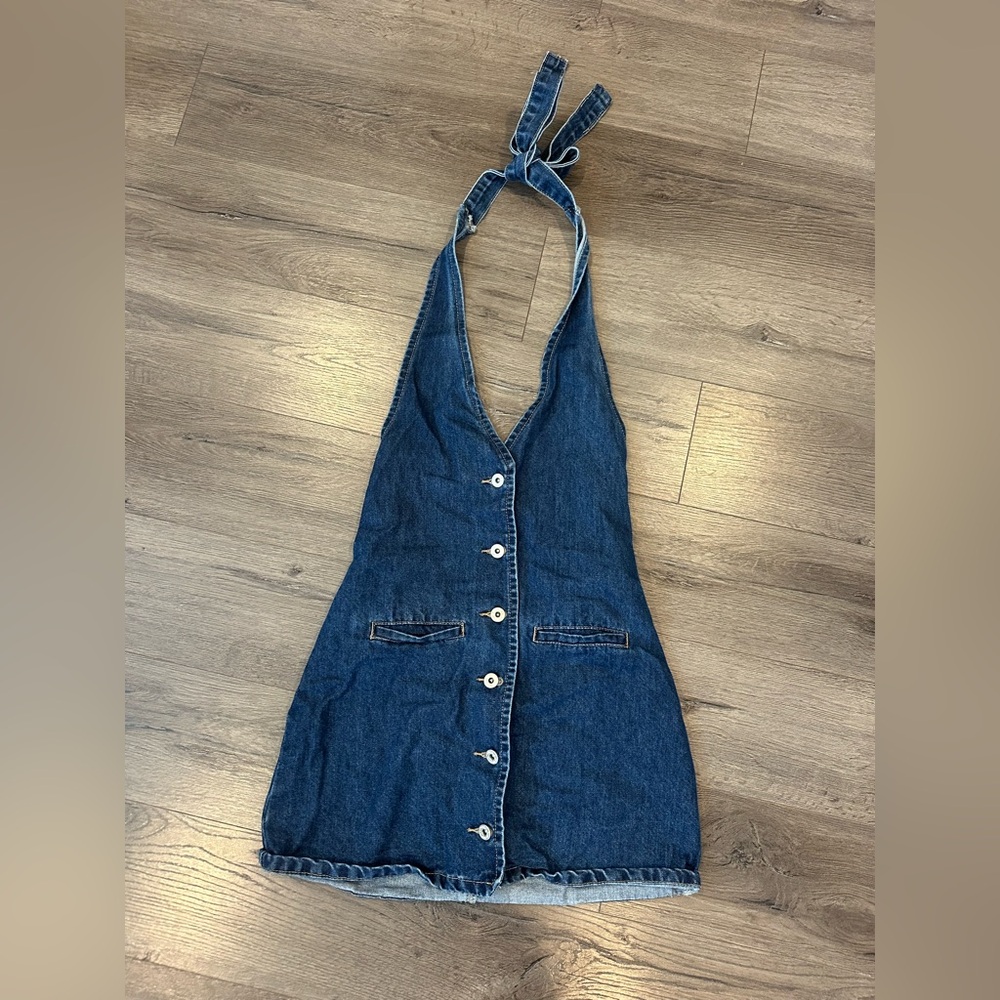 Beginning Boutique Blue Denim Backless Dress